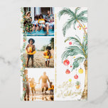 Mele Kalikimaka | Christmas Photo Collage Card<br><div class="desc">Wish your loved ones a merry Christmas with our Mele Kalikimaka cards. Simple watercolor palms decked out in festive lights. Three photo collage on the front with full framed photo on the back and your custom message. Add your custom wording to this design by using the "Edit this design template"...</div>