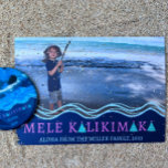 Mele Kalikimaka Christmas Photo Collage Holiday Card<br><div class="desc">Personalize this tropical Christmas card with your favorite vacation photo! 
Tropical Hawaiian feel.
Cute little Christmas trees.</div>