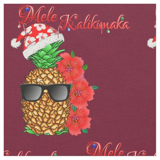 Mele Kalikimaka Christmas Pineapple Fabric