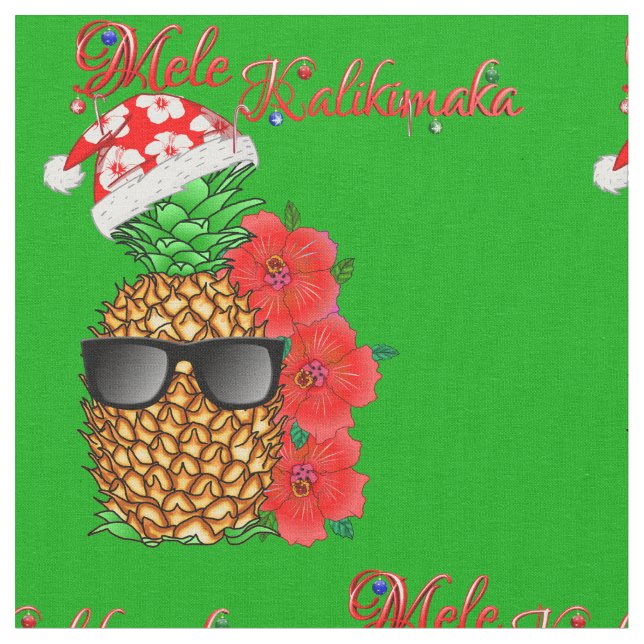 Mele Kalikimaka Christmas Pineapple Fabric (Close Up)