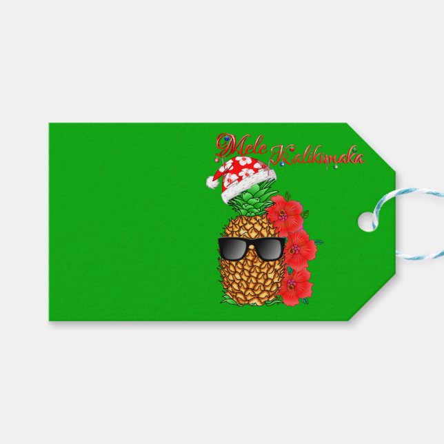Mele Kalikimaka Christmas Pineapple Gift Tags (Front (Horizontal))