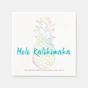 Mele Kalikimaka Christmas Pineapple Hawaiian Luau Napkins