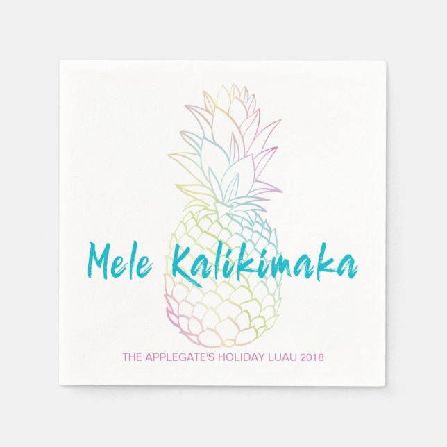 Mele Kalikimaka Christmas Pineapple Hawaiian Luau Napkins (Front)