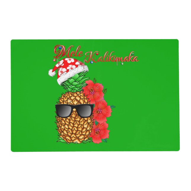 Mele Kalikimaka Christmas Pineapple Placemat (Front)