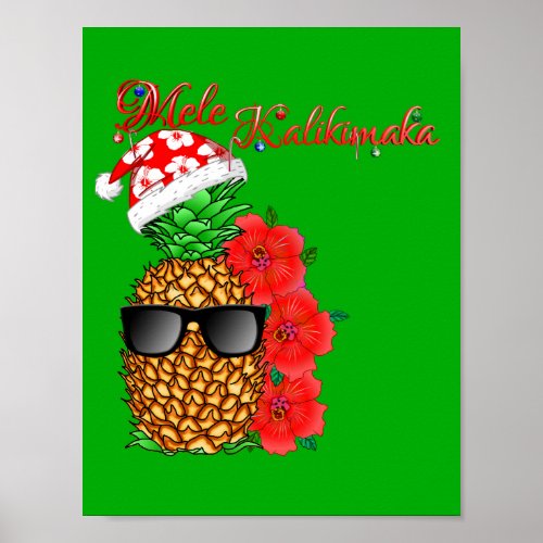 Mele Kalikimaka Christmas Pineapple Poster