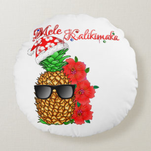 Mele Kalikimaka Christmas Pineapple Round Pillow
