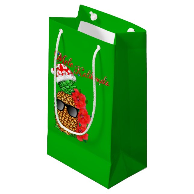 Mele Kalikimaka Christmas Pineapple Small Gift Bag (Front Angled)