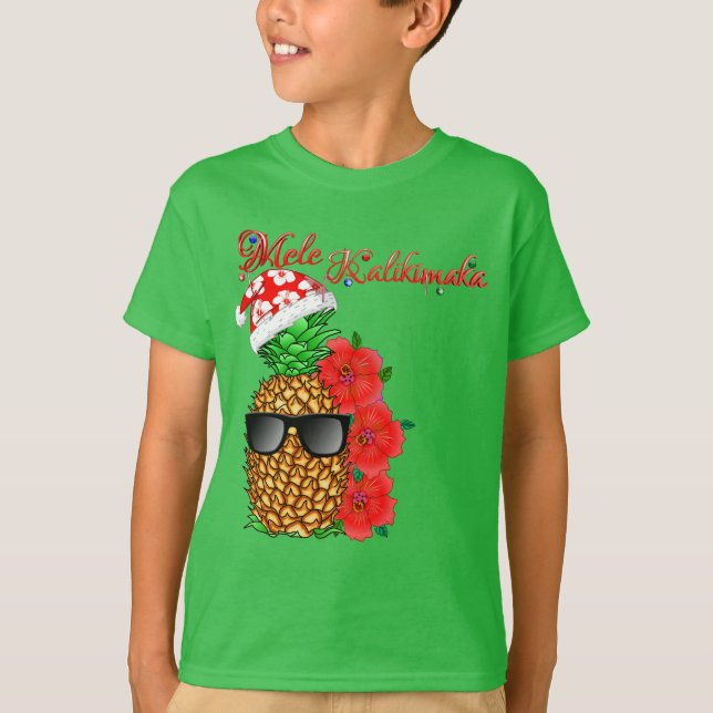 Mele Kalikimaka Christmas Pineapple T-Shirt (Front)