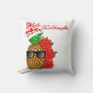 Mele Kalikimaka Christmas Pineapple Throw Pillow