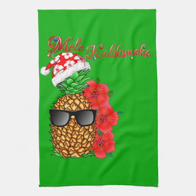 Mele Kalikimaka Christmas Pineapple Towel (Vertical)