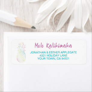 Mele Kalikimaka Christmas Pineapple Tropical Label