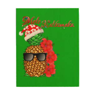 Mele Kalikimaka Christmas Pineapple Wood Wall Art