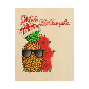 Mele Kalikimaka Christmas Pineapple Wood Wall Art