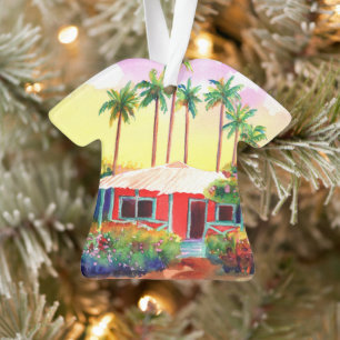 Mele Kalikimaka Christmas Plantation Red Cottage Ornament