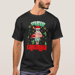 Mele Kalikimaka Christmas Santa Surfing Shaka Hawa T-Shirt