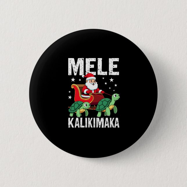 Mele Kalikimaka Christmas Shirt � Santa Sleigh Sea Button (Front)