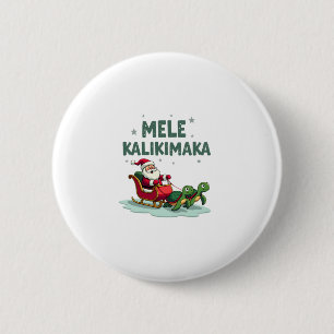 Mele Kalikimaka Christmas Shirt � Santa Sleigh Sea Button