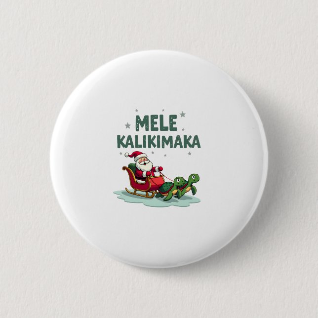 Mele Kalikimaka Christmas Shirt � Santa Sleigh Sea Button (Front)