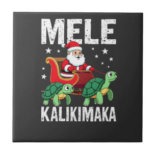 Mele Kalikimaka Christmas Shirt Santa Sleigh Sea Ceramic Tile