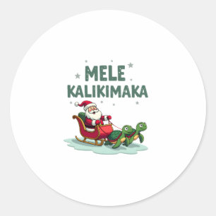 Mele Kalikimaka Christmas Shirt � Santa Sleigh Sea Classic Round Sticker