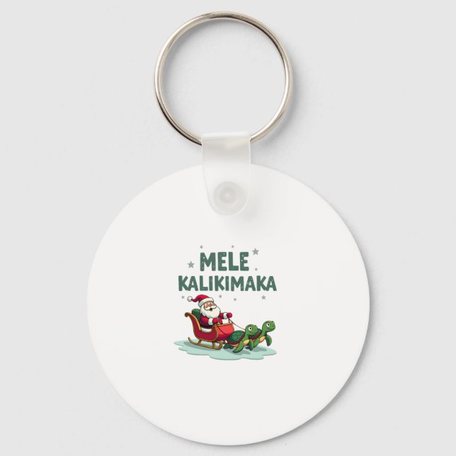 Mele Kalikimaka Christmas Shirt � Santa Sleigh Sea Keychain (Front)