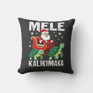 Mele Kalikimaka Christmas Shirt Santa Sleigh Sea Throw Pillow