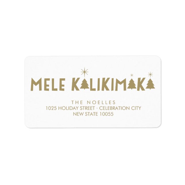 Mele Kalikimaka Christmas Trees Glow Stars Address Label (Front)