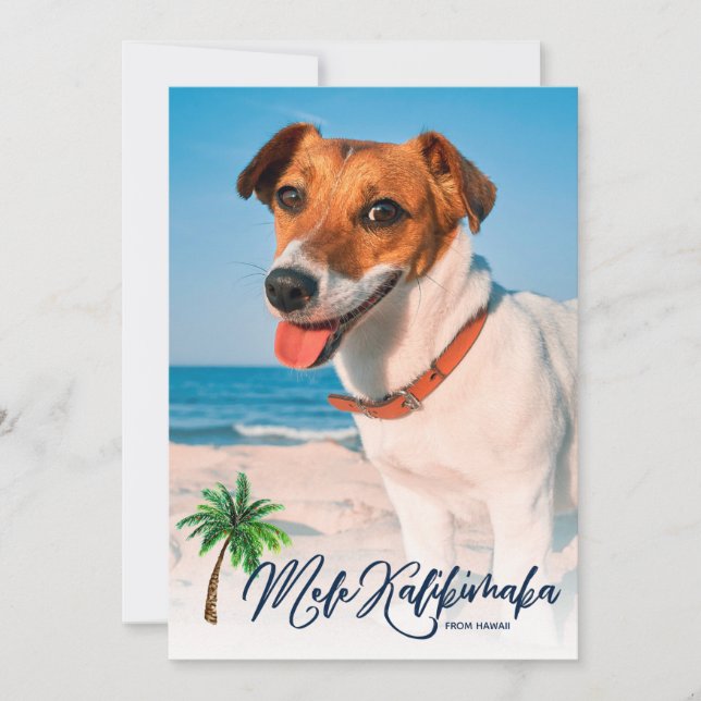Mele Kalikimaka Christmas Tropical 2-Photo Holiday Card (Front)