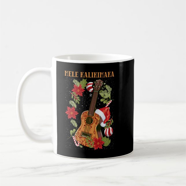 MELE KALIKIMAKA Christmas Ukulele Hawaii Gift   Coffee Mug (Left)