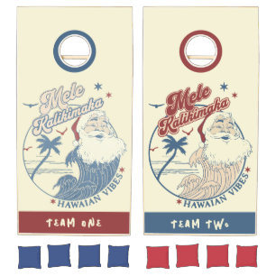 Mele Kalikimaka Christmas Vintage Hawaii Style Cornhole Set