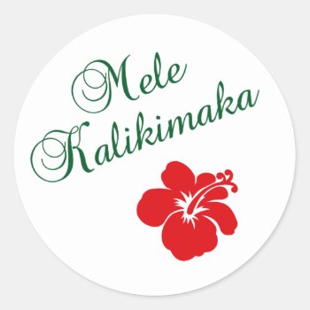 Mele Kalikimaka Classic Round Sticker by Ladiebug at Zazzle