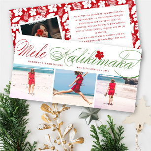 Mele Kalikimaka Classic Script Christmas 3 Photo Holiday Card