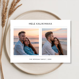 Mele Kalikimaka Coastal Sunset Couple Photo Holiday Card