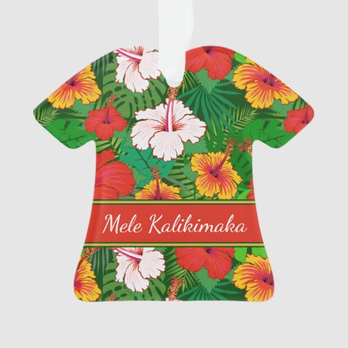 Mele Kalikimaka Colorful Hawaiian Floral Holiday Ornament