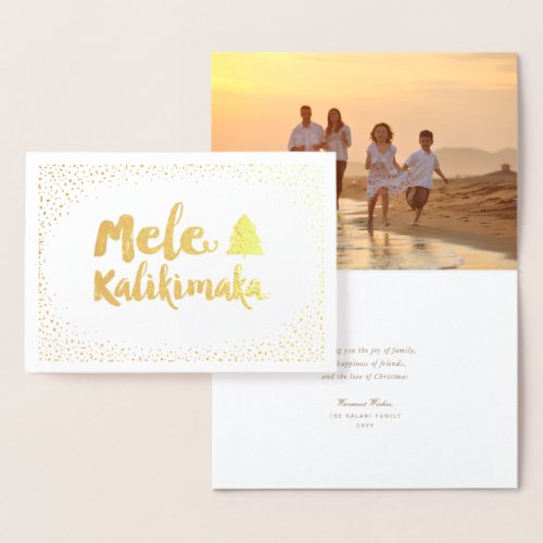 Mele Kalikimaka Confetti Chic Christmas Photo Foil Card