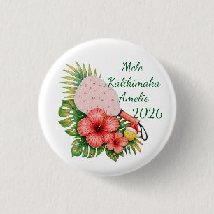 Mele Kalikimaka Custom Name Dated 2026 Pickleball Button