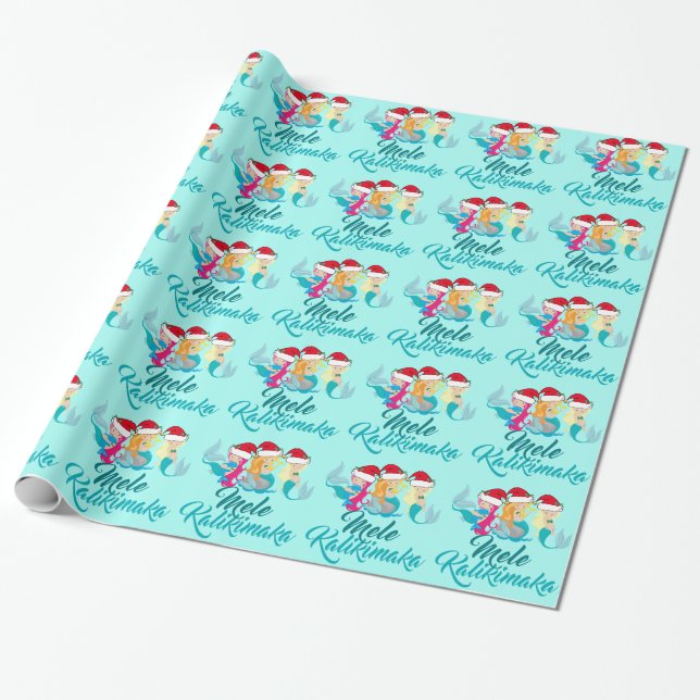 Mele Kalikimaka Cute Beach Christmas Wrapping Paper (Unrolled)