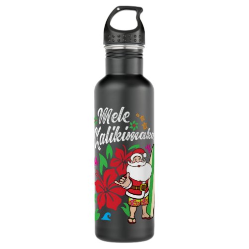 Mele Kalikimaka Cute Christmas Hawaiian   Stainless Steel Water Bottle