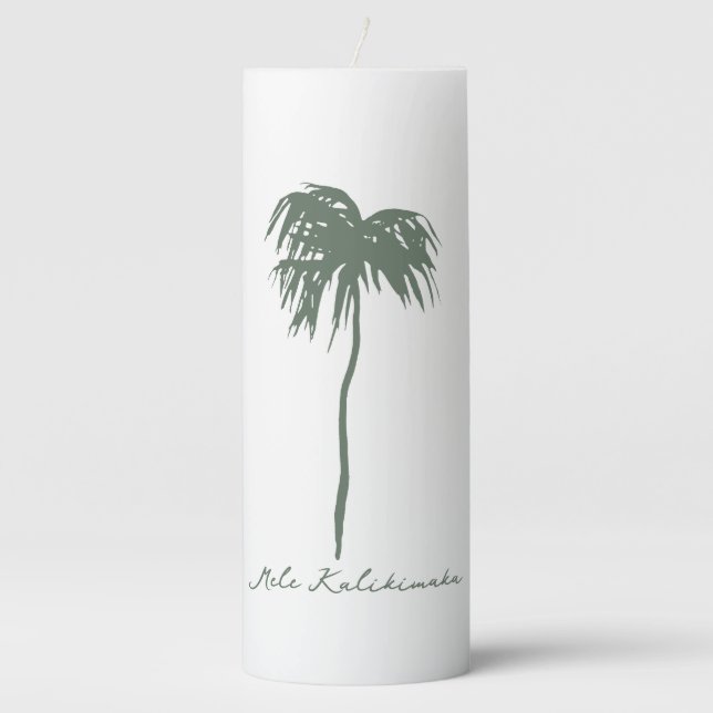 Mele Kalikimaka Elegant Hawaiian Christmas Palm  Pillar Candle (Front)