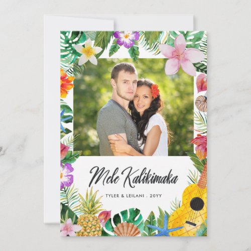 Mele Kalikimaka Elegant Island Greetings Photo Holiday Card