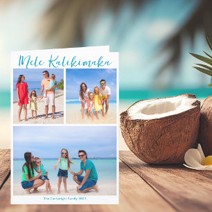 Mele Kalikimaka Family Letter Beach Christmas Holiday Card