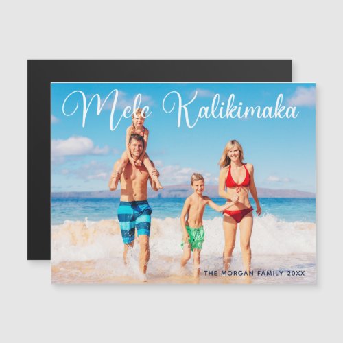 Mele Kalikimaka Family Photo Beach Magnet Card