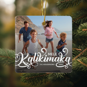 Mele Kalikimaka Family Photo Christmas Ceramic Ornament