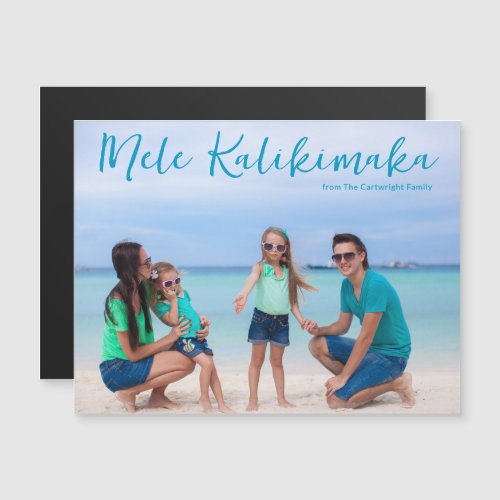 Mele Kalikimaka Family Photo Tropical Magnet Card