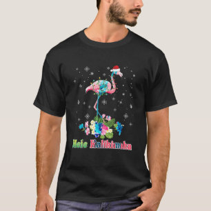 Mele Kalikimaka Flamingo Santa Christmas Merry In  T-Shirt