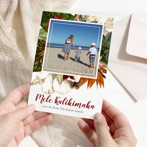 Mele Kalikimaka Floral Christmas Photo Holiday 