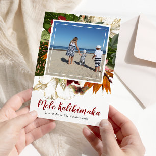 Mele Kalikimaka Floral Christmas Photo Holiday  Card