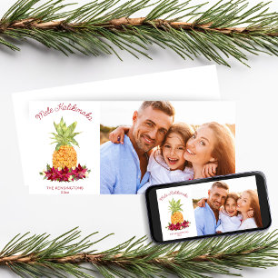 Mele Kalikimaka Floral Pineapple Holiday Photo Card
