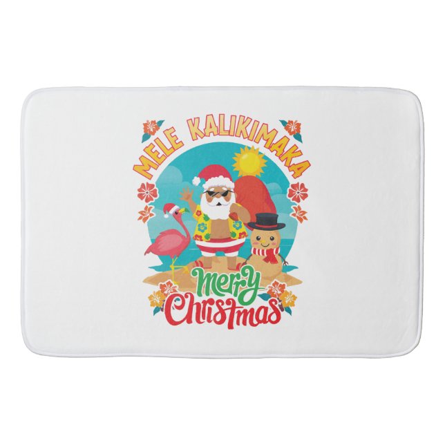 Mele Kalikimaka for a Bright Hawaiian Christmas Bath Mat (Front)