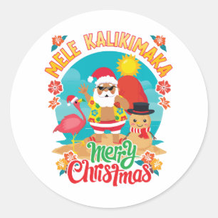 Mele Kalikimaka for a Bright Hawaiian Christmas Classic Round Sticker